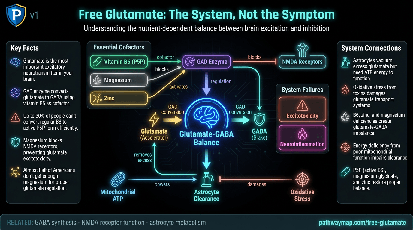 Free glutamate metabolism and regulation